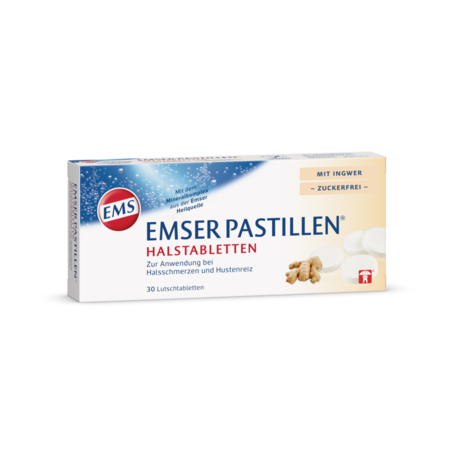 Emser Pastillen mit Ingwer in zugehöriger Verpackung