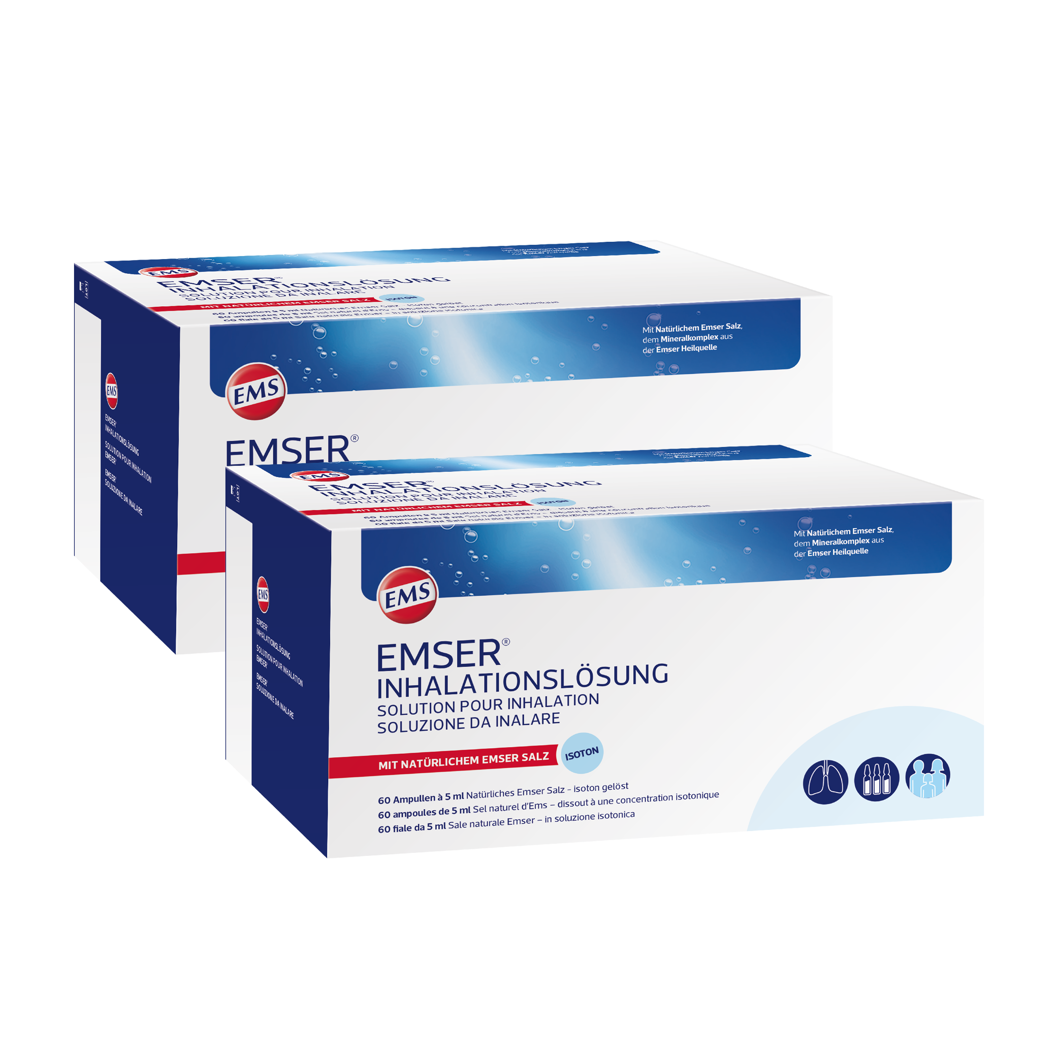 Emser Inhalationslösung isoton in praktischen Ampullen und mit zugehöriger Verpackung